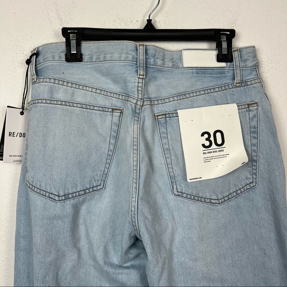 Re/Done 90s High Rise Loose Jeans Bleach Destroy Light Wash Denim Size 30 NWT - Picture 10 of 13